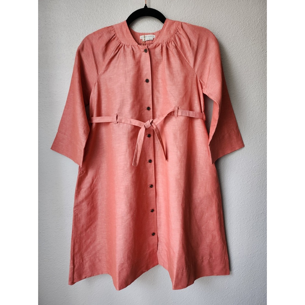 The Sunday Collective Cotton Linen Blend Trench Dress In Burnt Sienna Size 8Y
